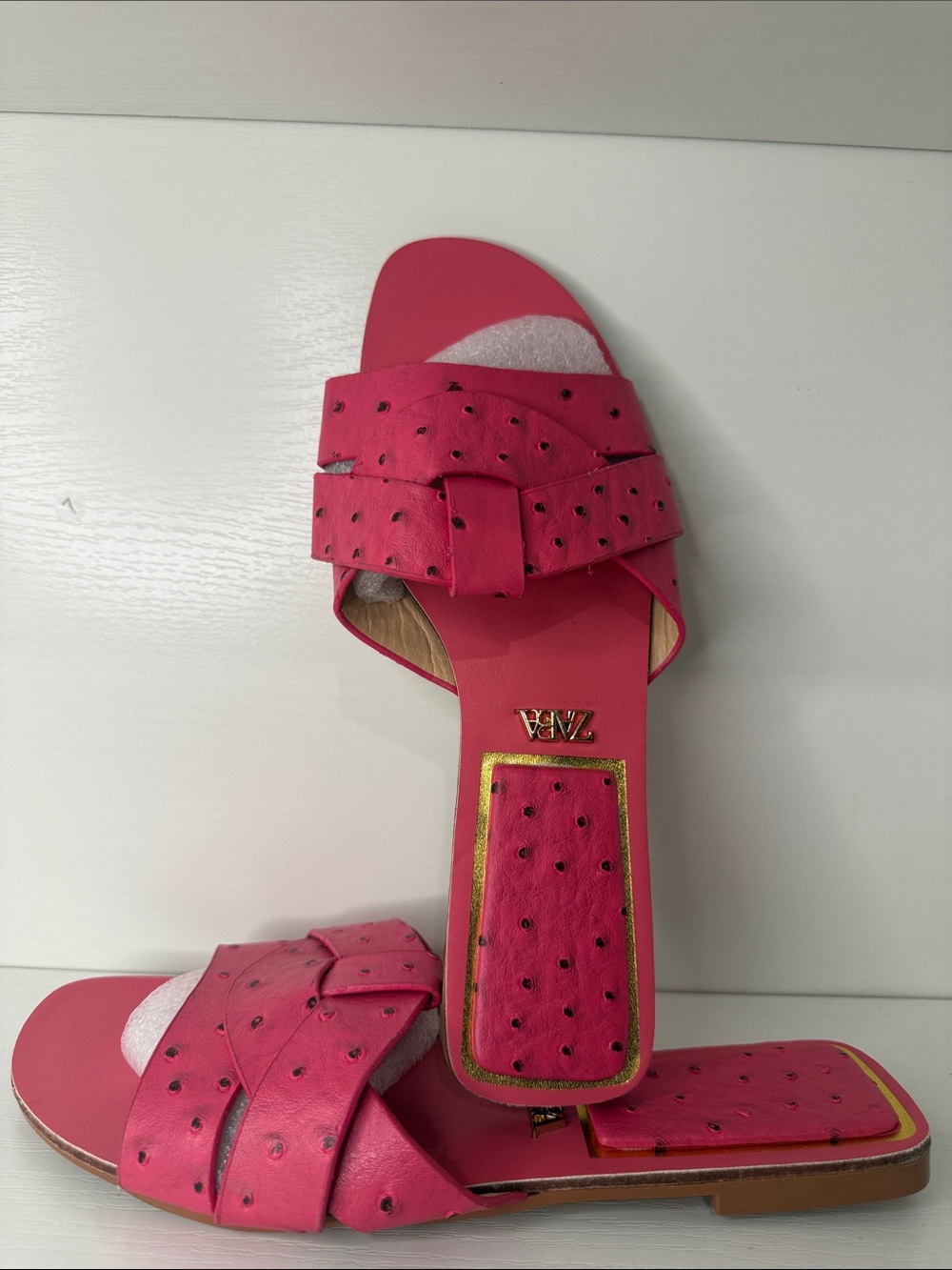 Zara Hot Pink Braided Slide Sandals